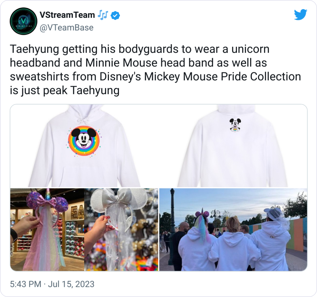 Kim Taehyung BTS V wears Disney Pride Collection