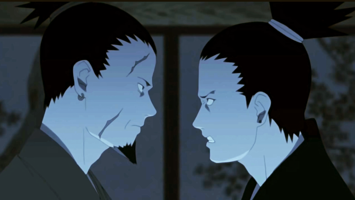 Shikamaru facing his dad in Naruto: Shippuden