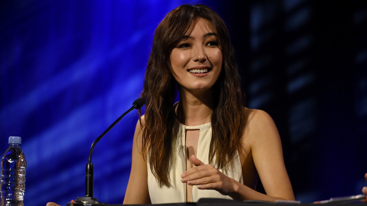 Natasha Liu Bordizzo onstage during the Ahsoka panel at the Star Wars Celebration 2023 in London at ExCel