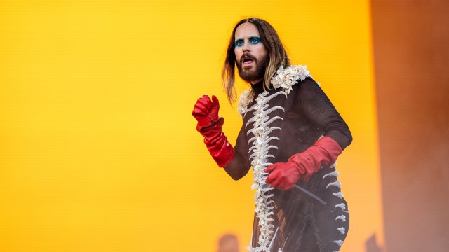 CHICAGO, ILLINOIS - AUGUST 04: Jared Leto of Thirty Seconds to Mars performs during Lollapalooza at Grant Park on August 04, 2023 in Chicago, Illinois.