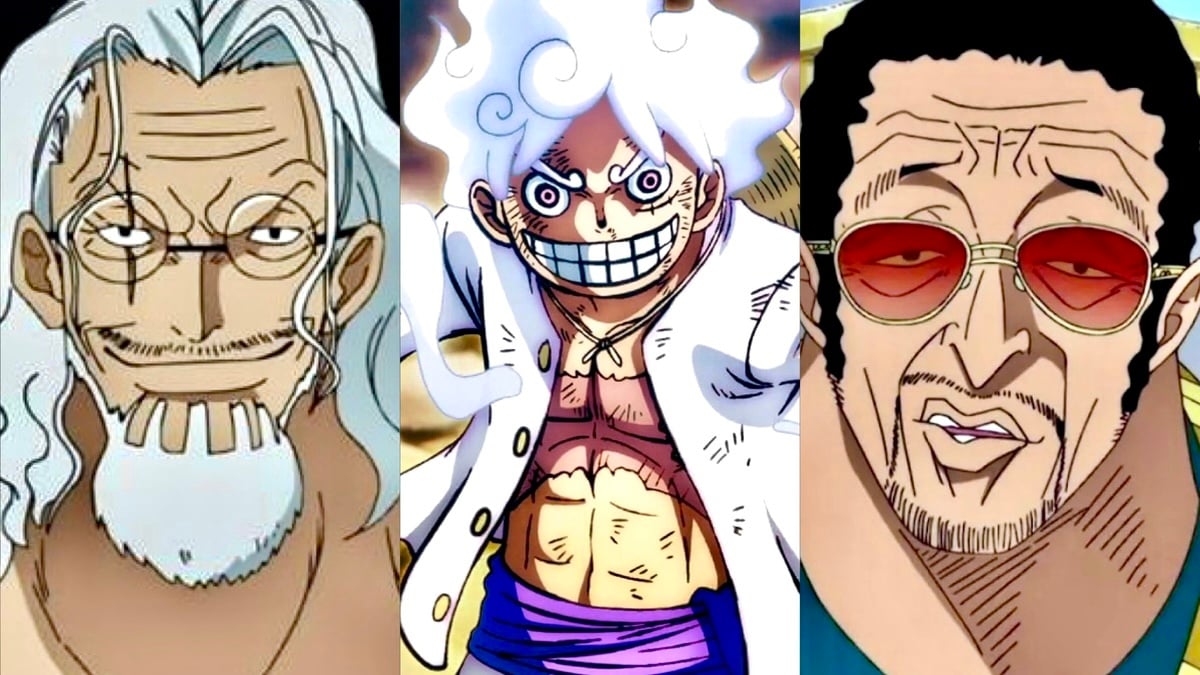 Silvers Rayleigh, Luffy (Gear 5), and Kizaru from the anime ‘One Piece’