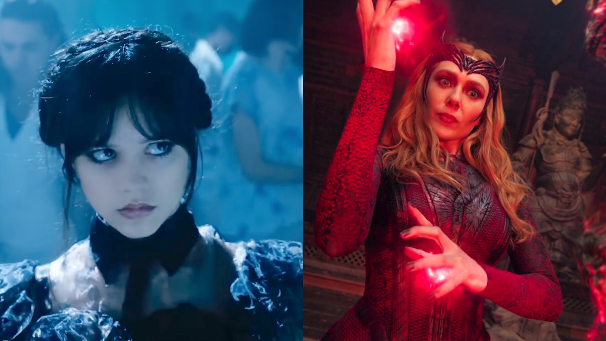 Jenna Ortega in 'Wednesday'/Elizabeth Olsen as Scarlet Witch