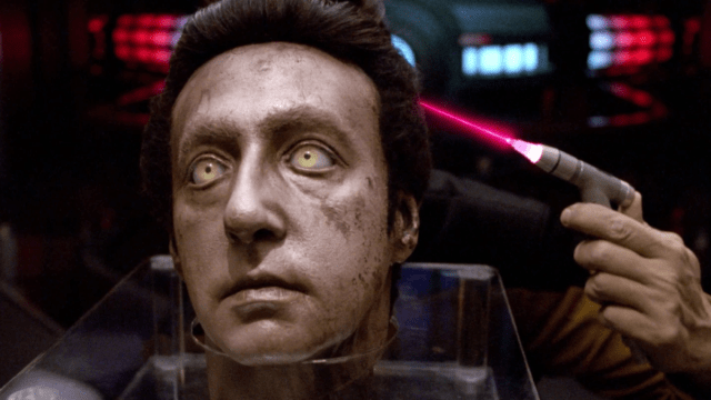 Data's head being lasered open in Star Trek: The Next Generation