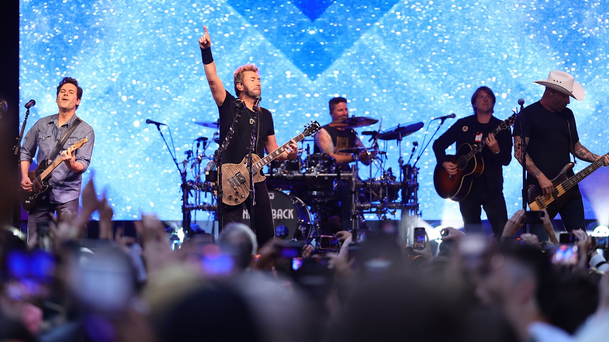 TORONTO, ONTARIO - SEPTEMBER 08: Nickelback performs at the Festival Street Music Stage during the 2023 Toronto International Film Festival on September 08, 2023 in Toronto, Ontario.