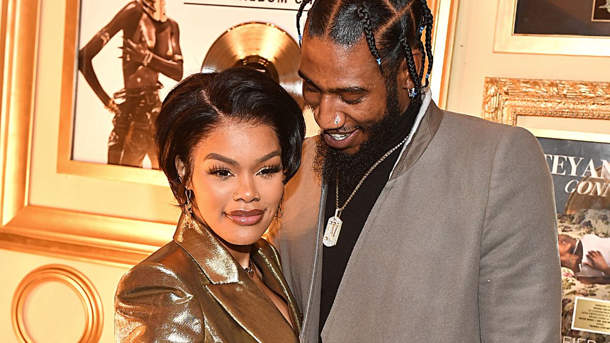 ALPHARETTA, GEORGIA - DECEMBER 31: Teyana Taylor and Iman Shumpert attend their Black Tie Masquerade NYE Party on December 31, 2020 in Alpharetta, Georgia.