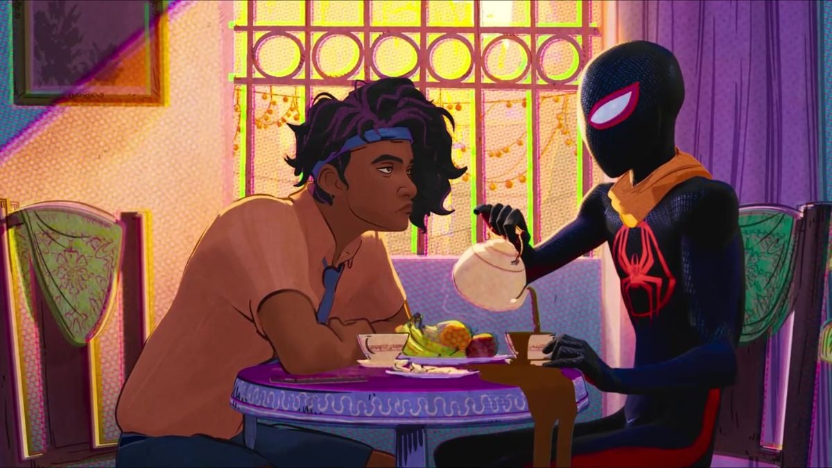 Pavitr schools Miles on the ridiculous meaning of 'chai latte' in 'Spider-Man: Across the Spider-Verse.'