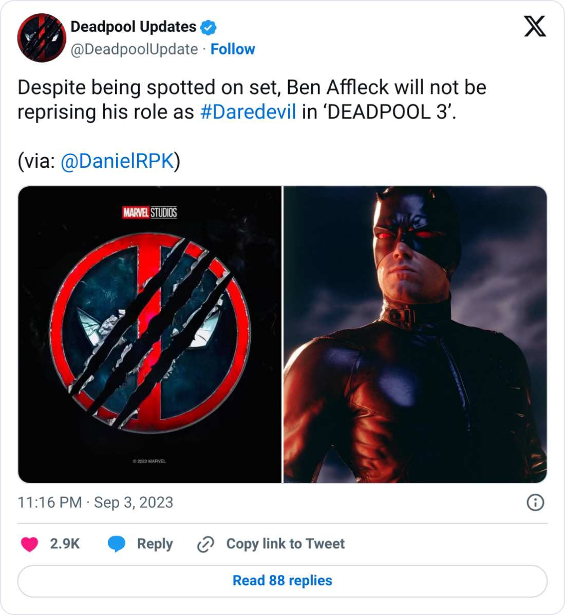 Deadpool 3 tweet