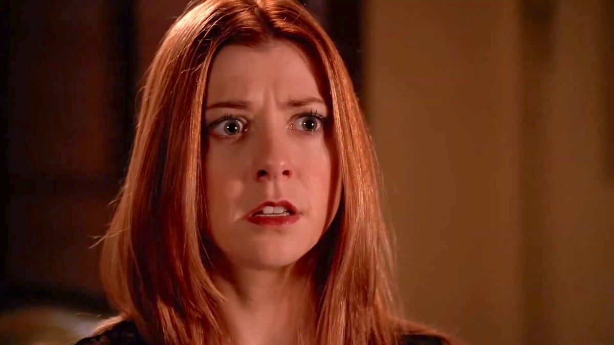Willow looking terrified at something off-camera in the episode "Conversations with Dead People" from 'Buffy the Vampire Slayer'