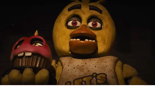 Chica and Carl the Cupcake in the FNAF movie.