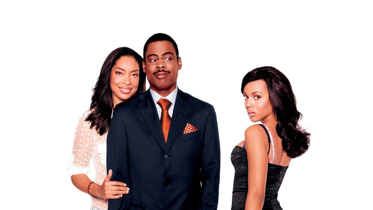 Chris Rock, Gina Torres, and Kerry Washington on the poster for I Think I Love My Wife