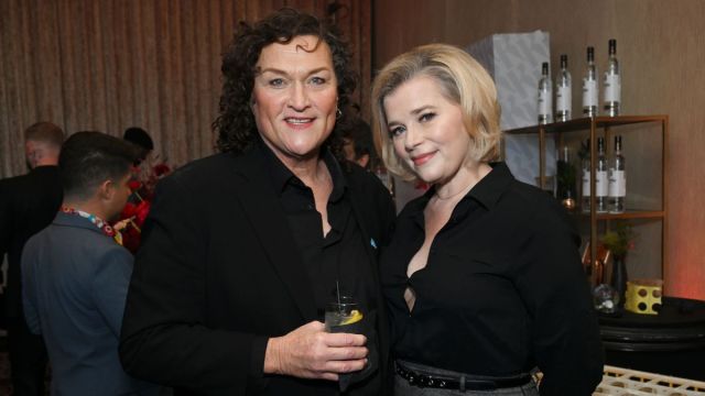Dot-Marie Jones and wife Bridgett attend event at the Beverly Hilton.