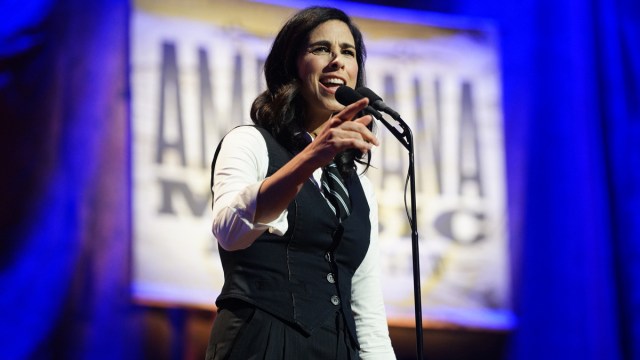 NASHVILLE, TENNESSEE - SEPTEMBER 20: Sarah Silverman speaks onstage for the 22nd Annual Americana Honors & Awards at Ryman Auditorium on September 20, 2023 in Nashville, Tennessee.