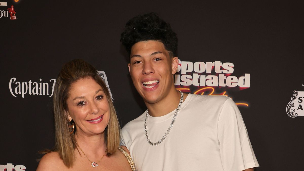 Jackson Mahomes and his mother attend a Sports Illustrated event.