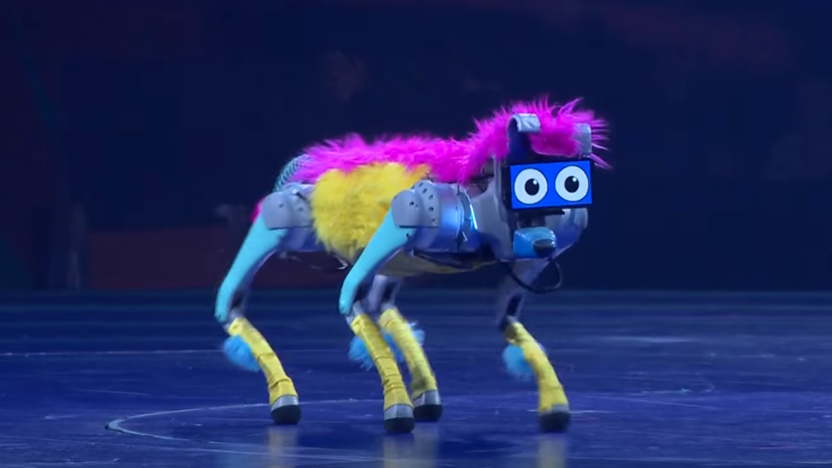 A robot dog performing at the circus