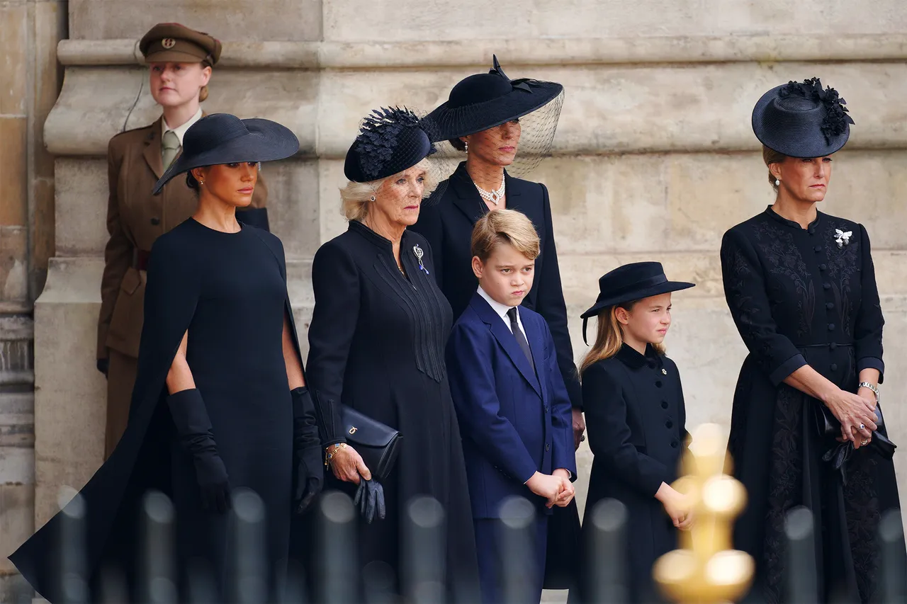 The royal family is wearing all black at a funeral.
