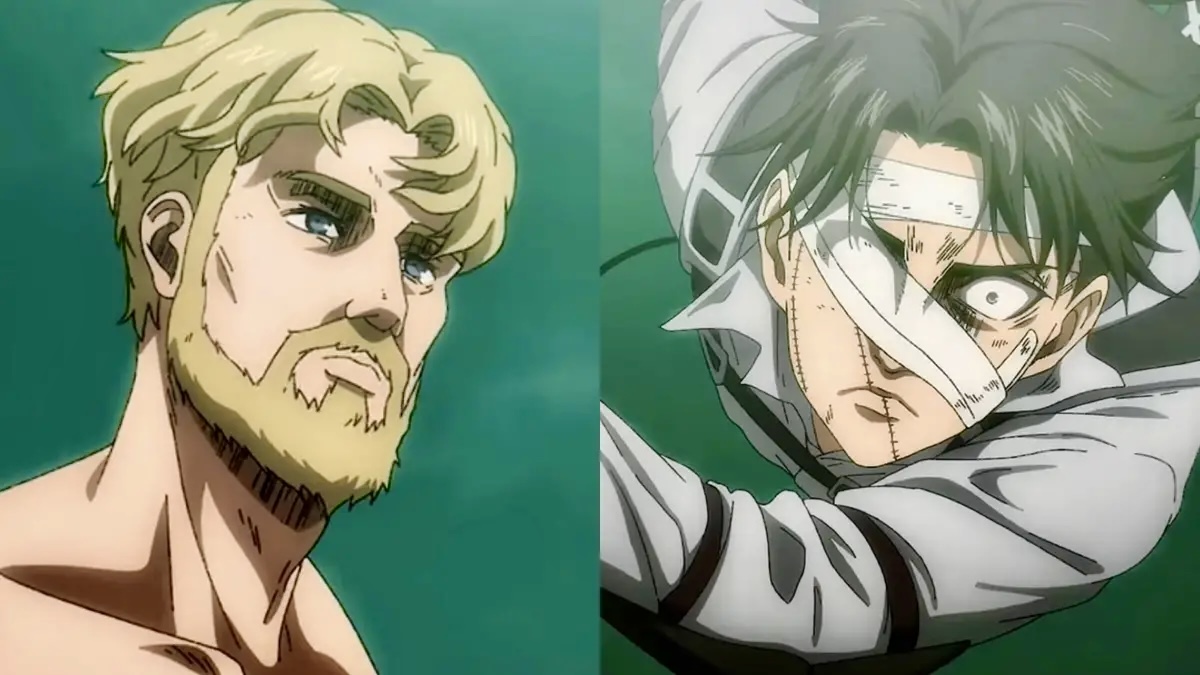 A split image of ‘Attack On Titan’ characters Zeke Jaeger and Levi Ackerman