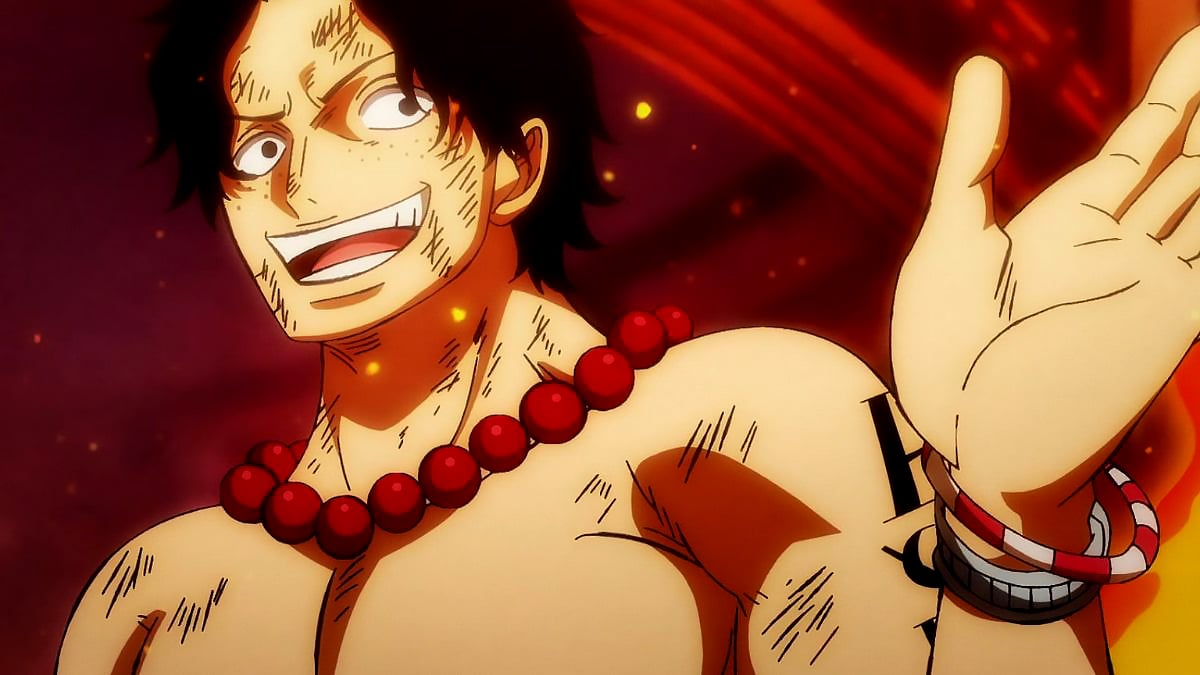 Ace smiling in One Piece, during the flashback Yamato has in Wano