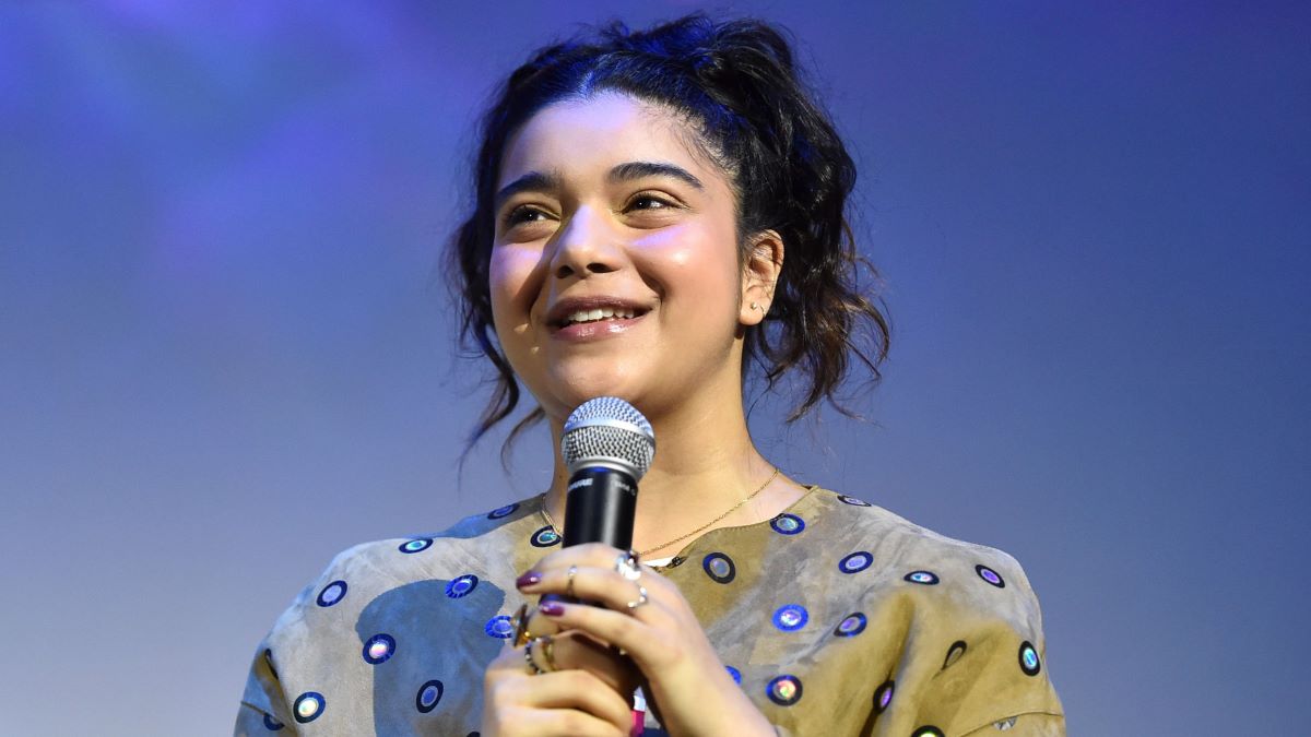  Iman Vellani speaks onstage during the Ms. Marvel FYC Event at Ross House in Hollywood, California on May 06, 2023. (Photo by Alberto E. Rodriguez/Getty Images for Disney) 