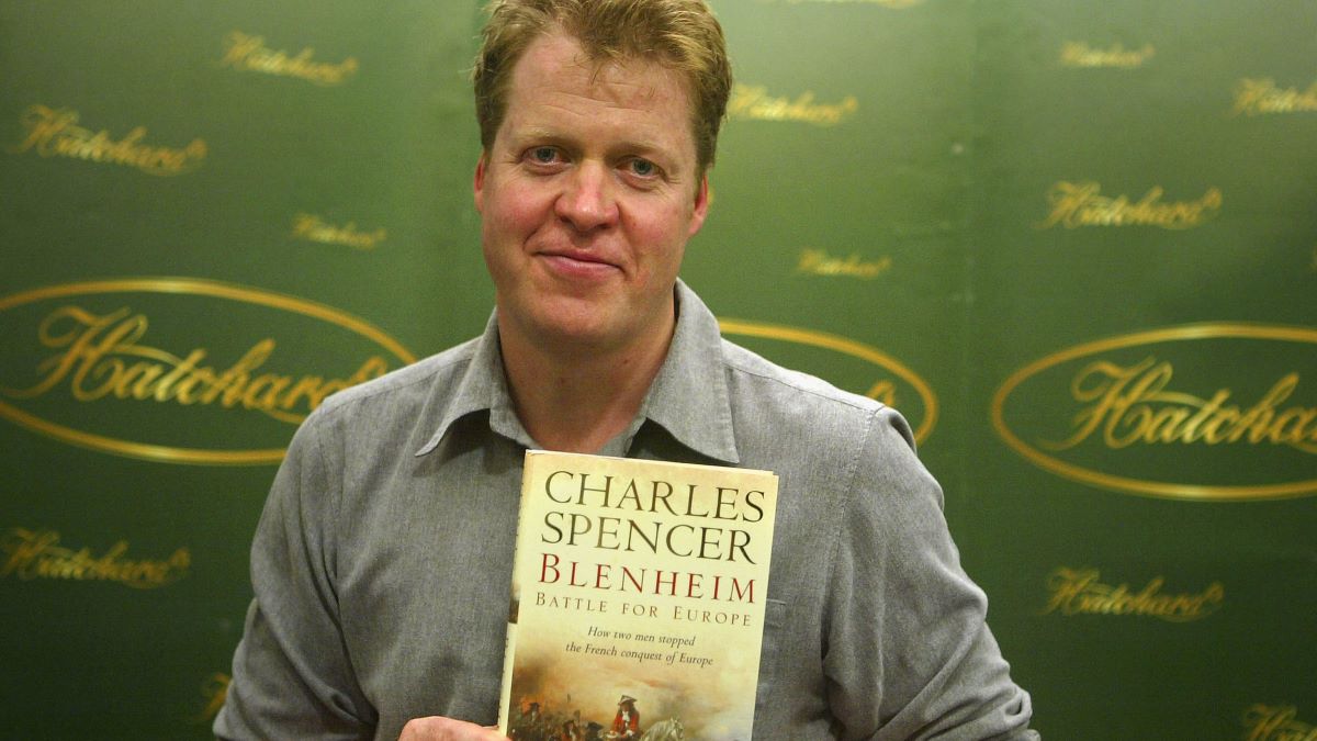 : Earl Charles Spencer, brother of the late Diana, Princess Of Wales, signs copies of his new book "Blenheim: Battle For Europe" at Hatchards, Piccadilly on August 12, 2004 in London. The story is about the Duke Of Marlborough and Prince Eugene Of Saxony's defeat of Louis XIV's army at Blenheim and is published to mark the 300th anniversary of the battle. Spencer presents a two-part TV series, Battle Of Blenheim, on The History Channel UK. (Photo by Bruno Vincent/Getty Images)