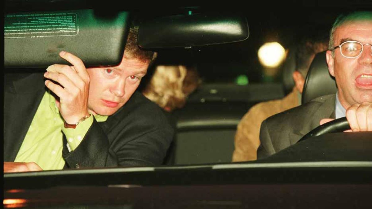 Diana, Princess of Wales and Dodi Fayed (both partially visible in back seat), bodyguard Trevor Rees-Jones (front, left) and driver Henri Paul, in their Mercedes-Benz S280, shortly before the fatal crash which killed Diana, Fayed and Paul, Paris, 31st August 1997. Jacques Langevin's photo was presented as part of the evidence at the Scott Baker Inquest into the crash, in which the jury found that Diana and Dodi had been unlawfully killed because of the reckless driving of Henri Paul and the pursuing paparazzi. (Photo by Jacques Langevin/scottbaker-inquests.gov.uk via Getty Images)