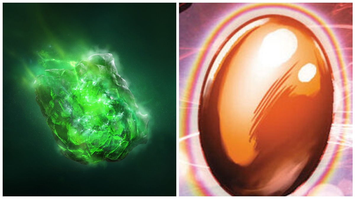 Time Stone green in MCU and in orange in Marvel comics