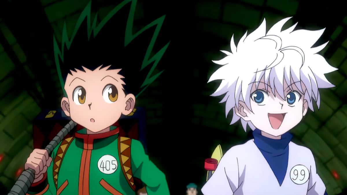 Killua and Gon meeting in episode 5 of Hunter x Hunter