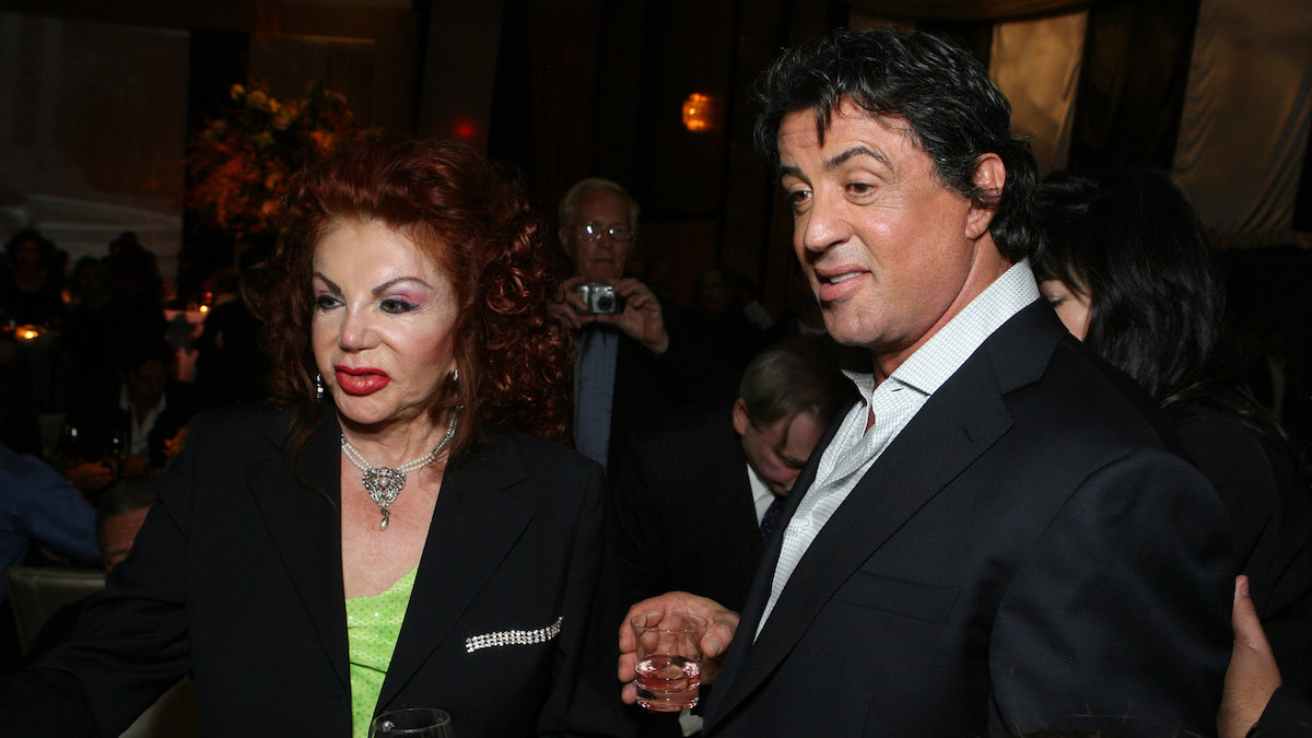 A photo of Sylvester Stallone with his mother, Jackie Stallone.