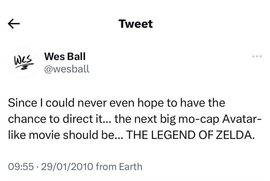 wes ball zelda tweet