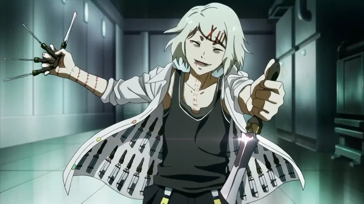 Juuzou Suzuya from the anime ‘Tokyo Ghoul’ smiling