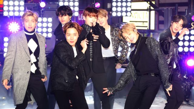 BTS performs during the Times Square New Year's Eve 2020 Celebration on December 31, 2019 in New York City. (Photo by Manny Carabel/FilmMagic)