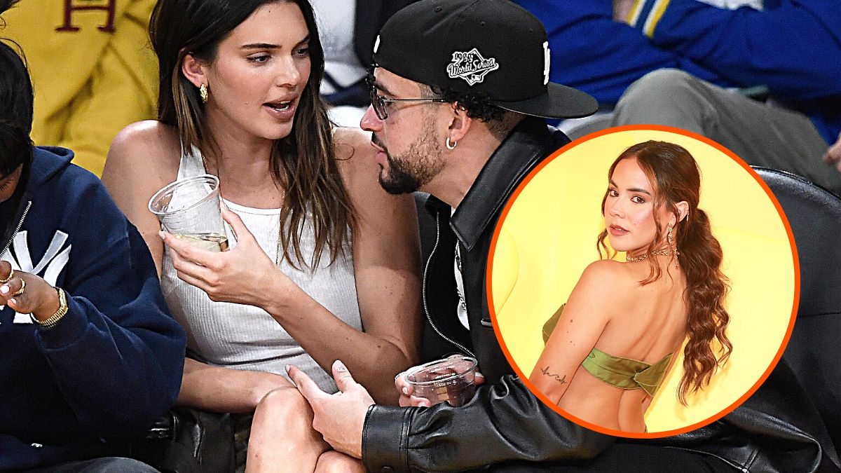 Photo montage of Kendall Jenner and Bad Bunny on a date and a photograph of the latter's ex-girlfriend Gabriela Berlingeri.