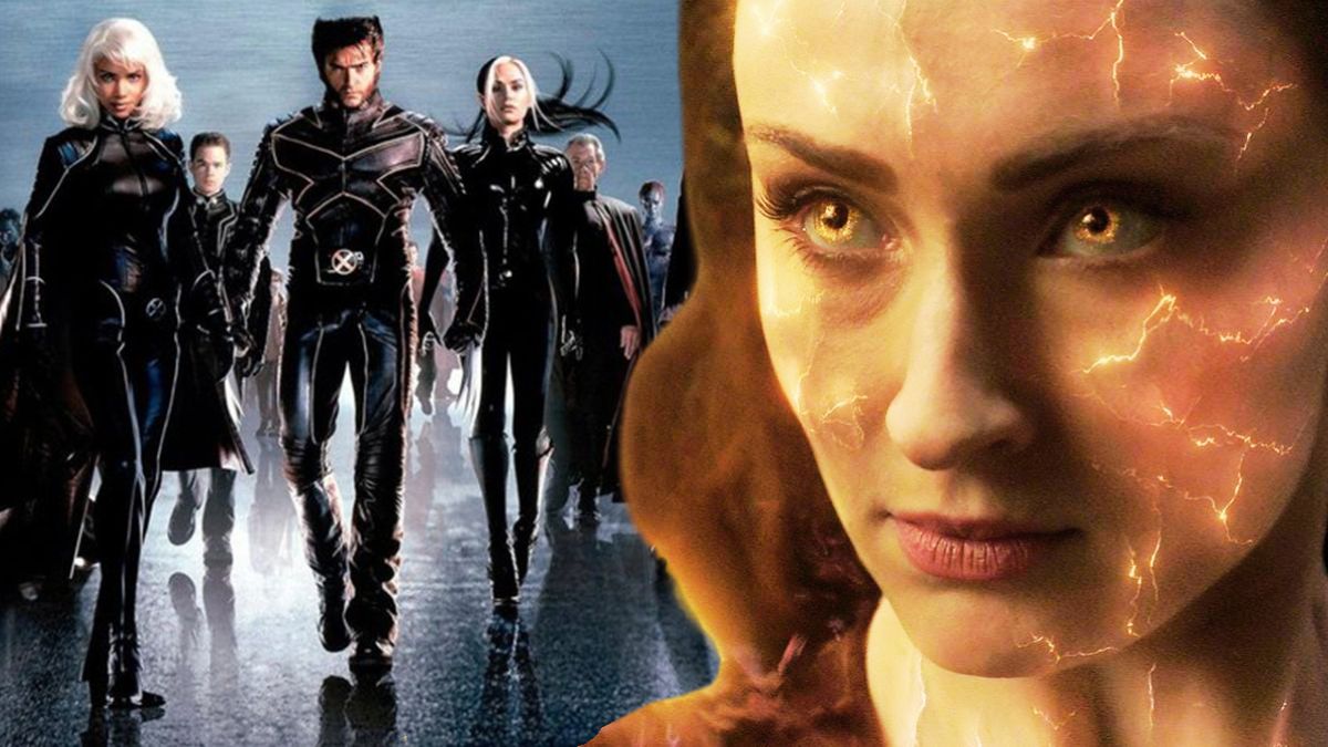 Sophie Turner's Dark Phoenix superimposed over the X-2 poster