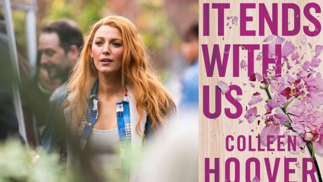 Blake Lively is seen filming "It Ends with Us" on January 11, 2024 in Jersey City, New Jersey/It Ends With Us book cover