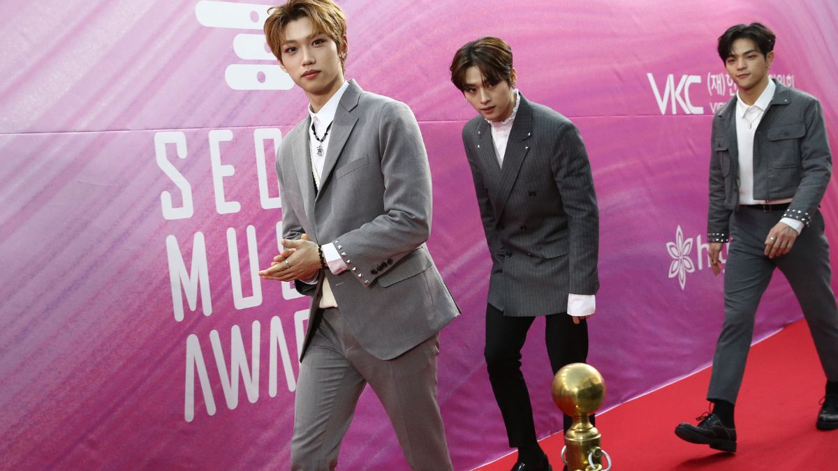 SEOUL, SOUTH KOREA - JANUARY 15: South Korean boy band Stray Kids attend the Seoul Music Awards on January 15, 2019 in Seoul, South Korea. (Photo by Chung Sung-Jun/Getty Images)