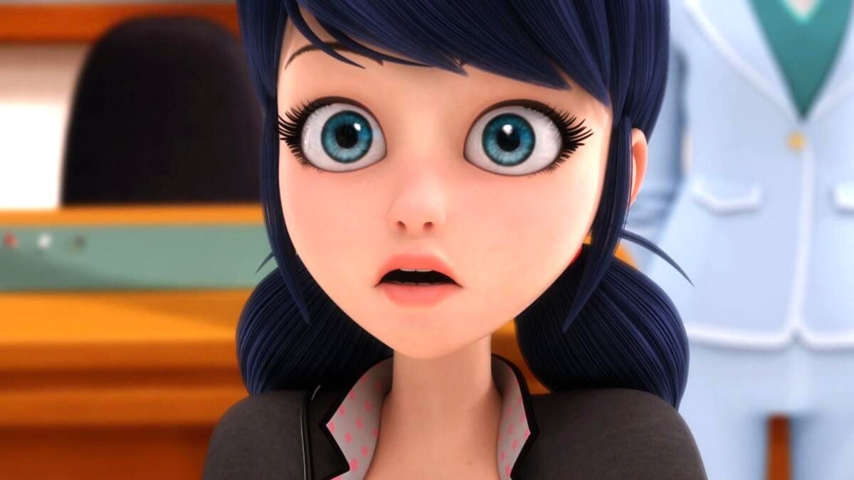 Close-up of Marinette Dupain-Cheng looking surprised in 'Miraculous Ladybug.'