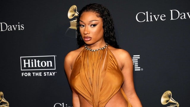 Megan Thee Stallion attends the 66th GRAMMY Awards Pre-GRAMMY Gala & GRAMMY Salute To Industry Icons Honoring Jon Platt at The Beverly Hilton on February 03, 2024 in Beverly Hills, California.
