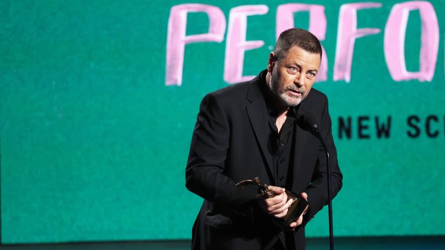 SANTA MONICA, CALIFORNIA - FEBRUARY 25: Nick Offerman accepts the Best Supporting Performance in a New Scripted Series award for “The Last of Us” onstage during the 2024 Film Independent Spirit Awards on February 25, 2024 in Santa Monica, California. (Photo by Kevin Mazur/Getty Images)