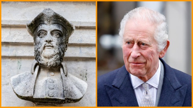 Water fountain with a bust of Michel de Nostradame or Nostradamus in the Old Town of his hometown and birthplace of Saint-Remy-de-Provence, France/Charles III leaves The London Clinic after undergoing a corrective procedure for an enlarged prostate on January 29, 2024 in London, England.