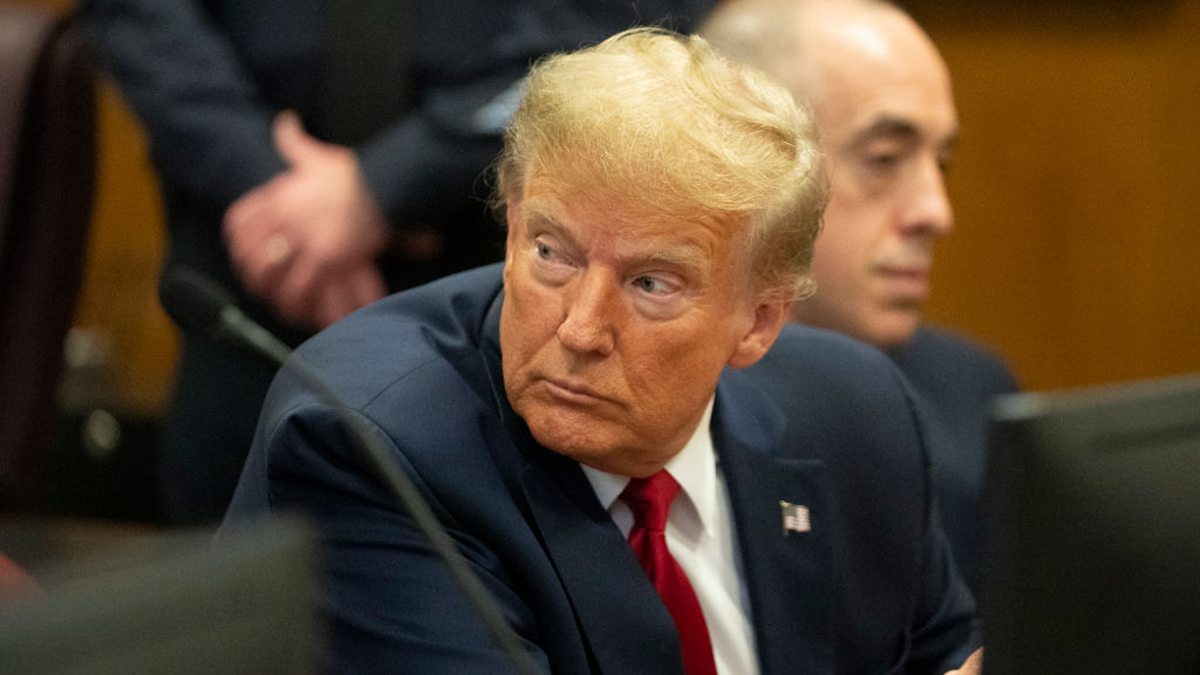 Republican presidential candidate, former U.S. President Donald Trump attends a pre-trial hearing at Manhattan Criminal Court on February 15, 2024 in New York City. Trump was charged with 34 counts of falsifying business records last year, which prosecutors say was an effort to hide a potential sex scandal, both before and after the 2016 presidential election. Judge Juan Manuel Merchan is expected to rule whether the trial will begin as scheduled on March 25.