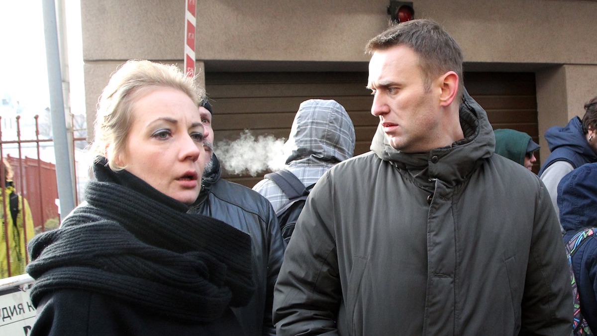 Alexei Navalny and his wife Yulia Navalny in Moscow, Russia in 2014