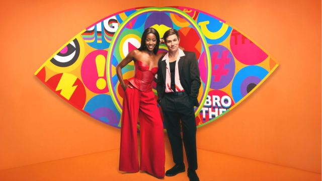AJ Odudu,and Will Best, the hosts of Celebrity Big Brother UK, posing