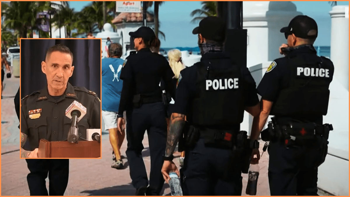 Police on Florida beach and Chief of Jacksonville police