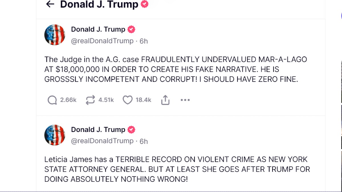 Donald Trump Truth Social rant on $464 bond