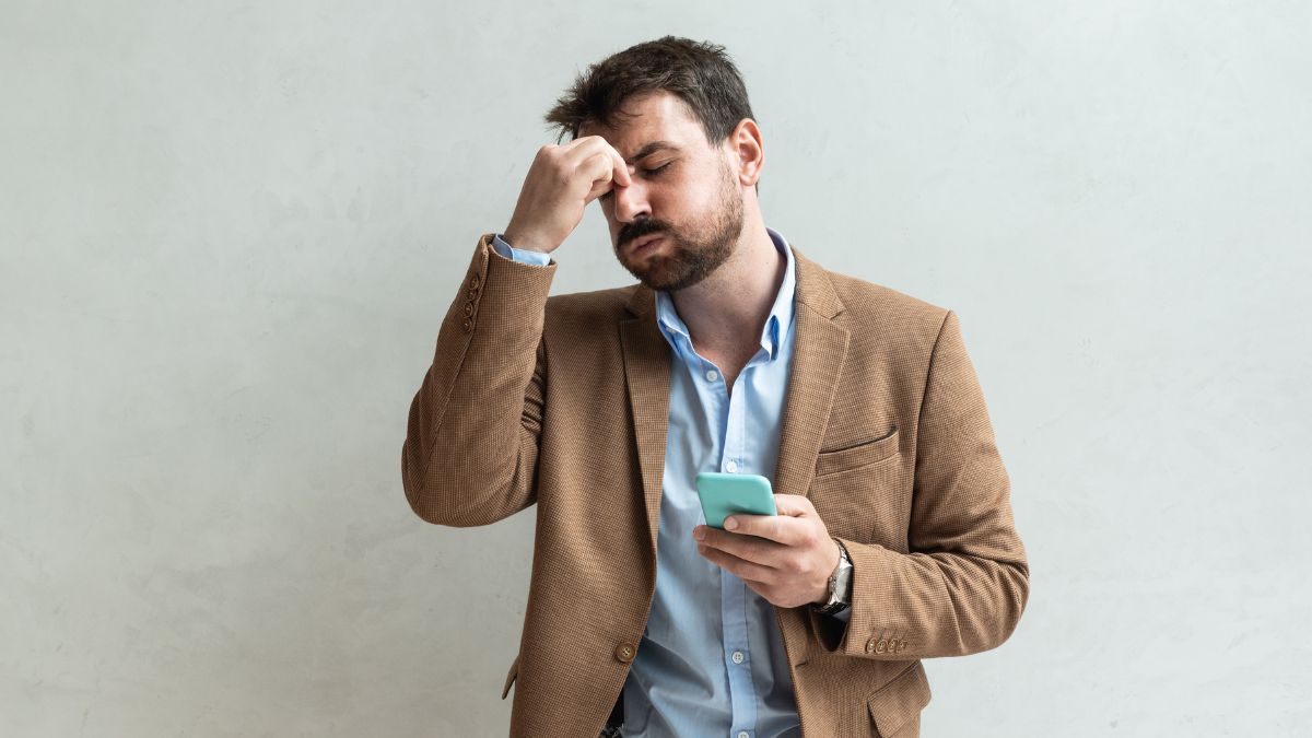 Frustrated man on phone