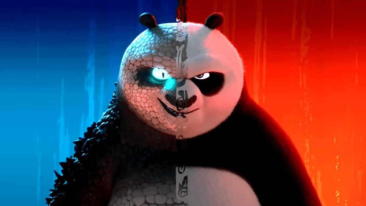 Po and the Chameleon from Kung Fu Panda 4