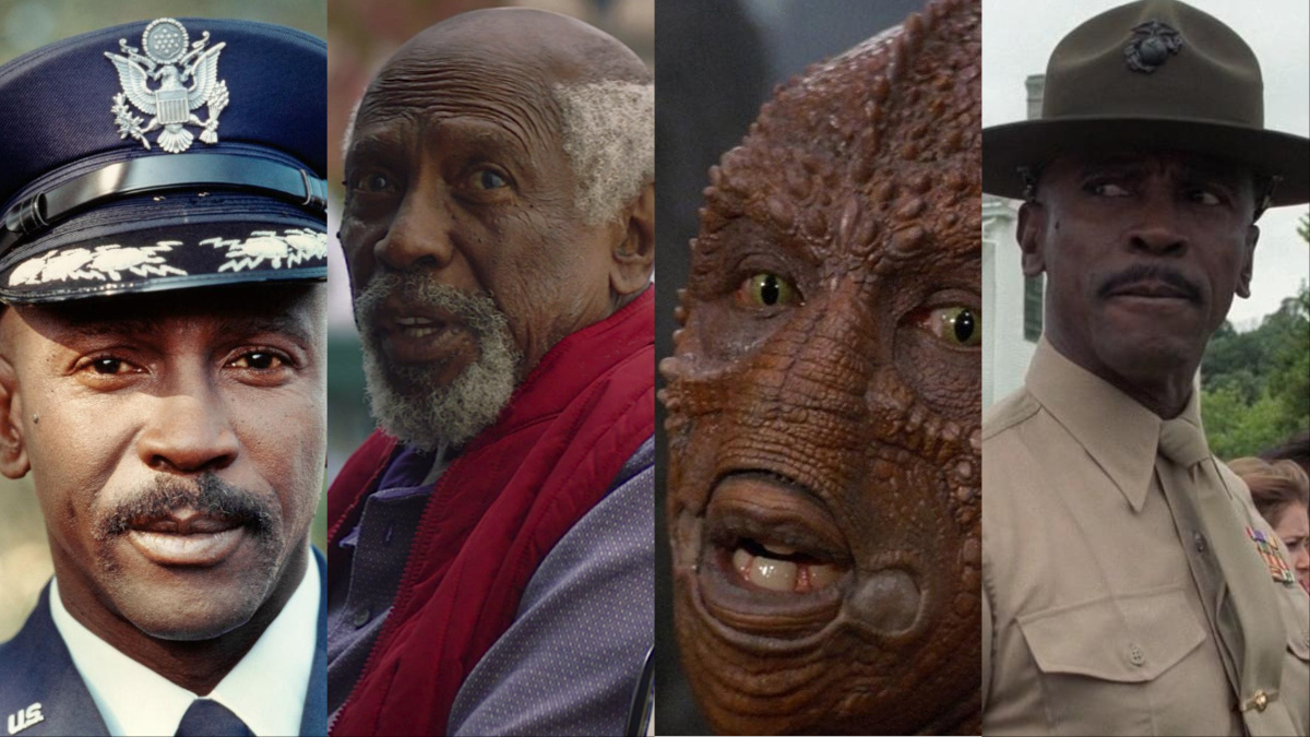 Montage of Louis Gossett Jr. as seen in Iron Eagle, Watchmen, Enemy Mine, An Officer and a Gentleman