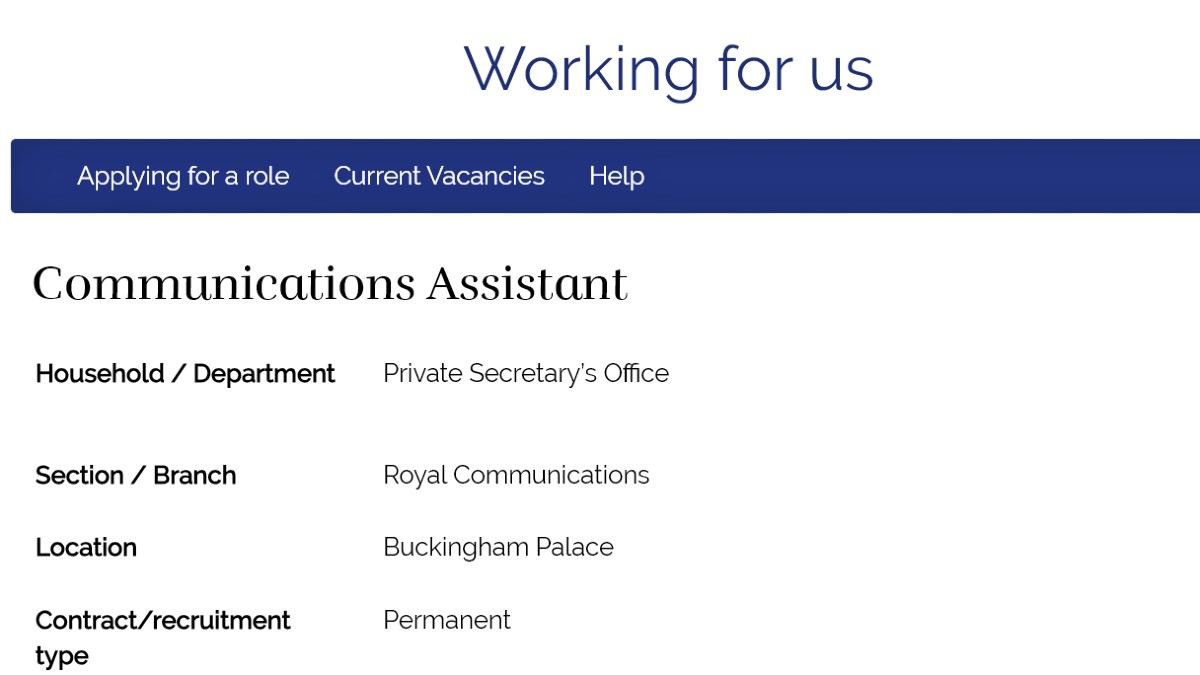 Royal Family Palace Communications Assistant