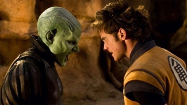 Piccolo (james Marsters) and Goku (Justin Chatwin) face off in Dragonball: Evolution