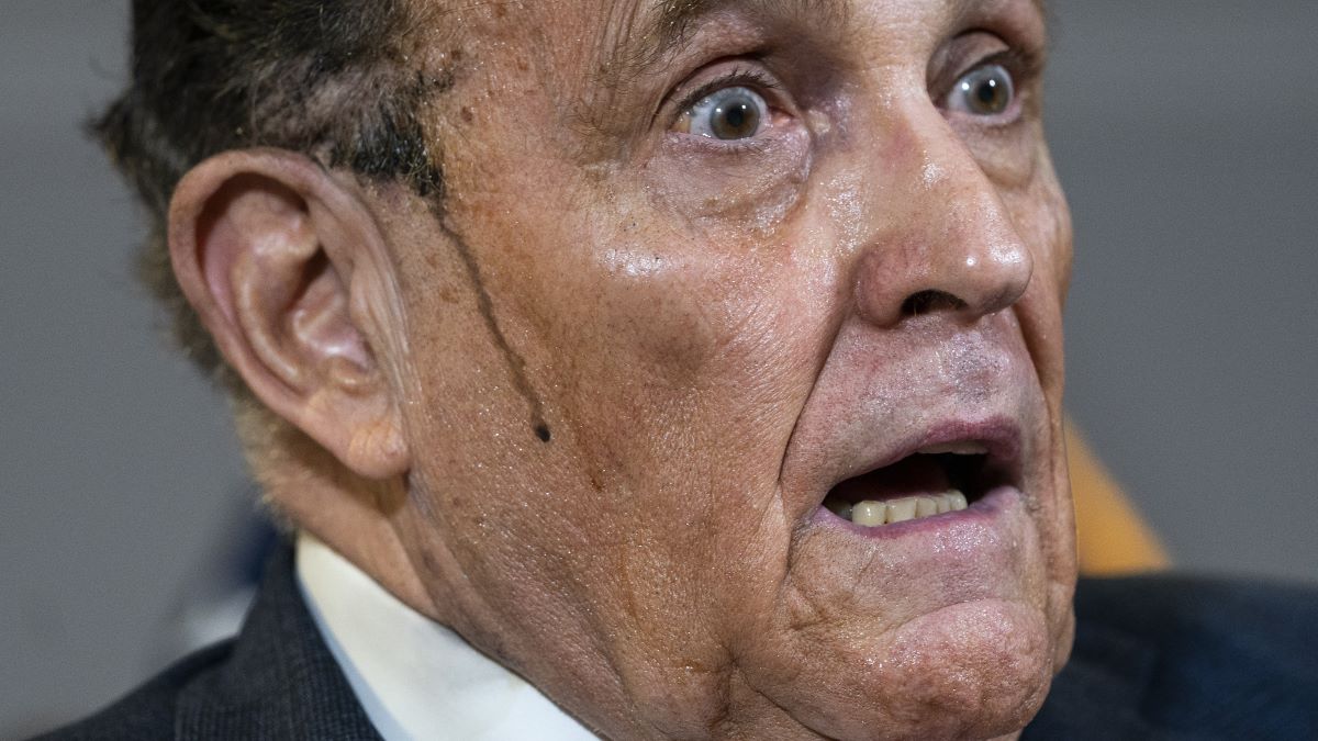 Rudy Giuliani speaks to the press about various lawsuits related to the 2020 election, inside the Republican National Committee headquarters on November 19, 2020 in Washington, DC. President Donald Trump, who has not been seen publicly in several days, continues to push baseless claims about election fraud and dispute the results of the 2020 United States presidential election. (Photo by Drew Angerer/Getty Images)