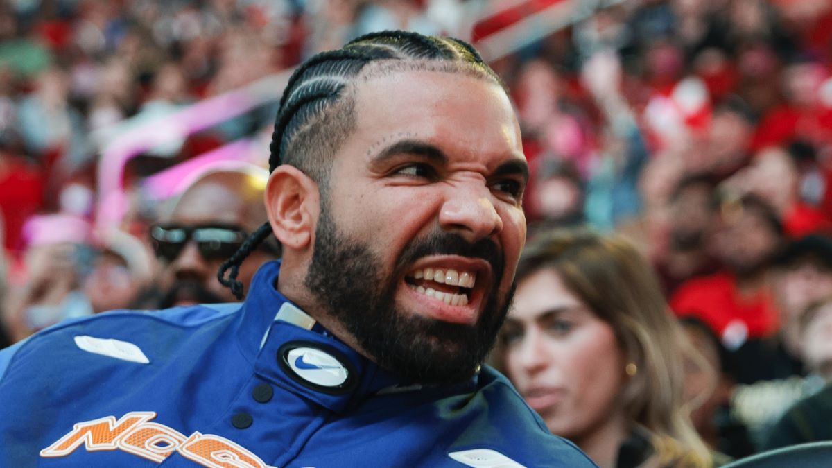 Rapper, songwriter, and icon Drake attends a game between the Houston Rockets and the Cleveland Cavaliers at Toyota Center on March 16, 2024 in Houston, Texas. NOTE TO USER: User expressly acknowledges and agrees that, by downloading and or using this photograph, User is consenting to the terms and conditions of the Getty Images License Agreement. (Photo by Carmen Mandato/Getty Images)